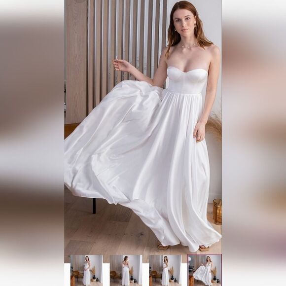 FAME & PARTNERS NWT Ivory strapless gown PROM summer - Picture 2 of 8